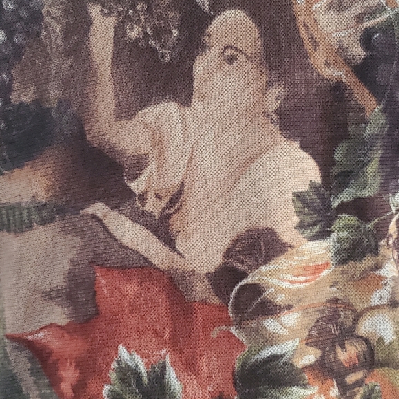 SAVE THE QUEEN long sleeve mixed fabric button down blouse, size L, colorful - Picture 5 of 11